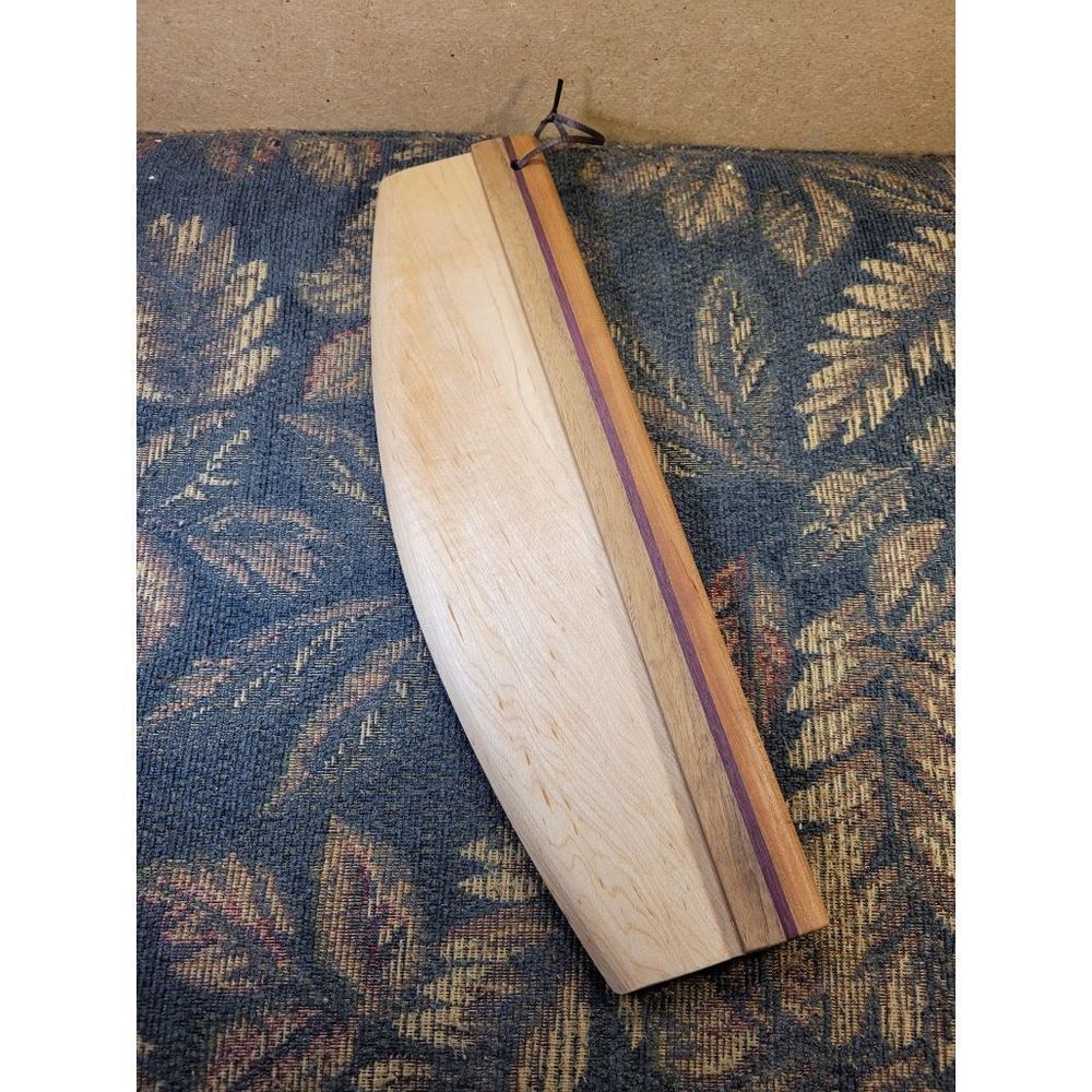 Custom Made Multi-Color Wood Pizza Rocker Cutter with Leather Hanger